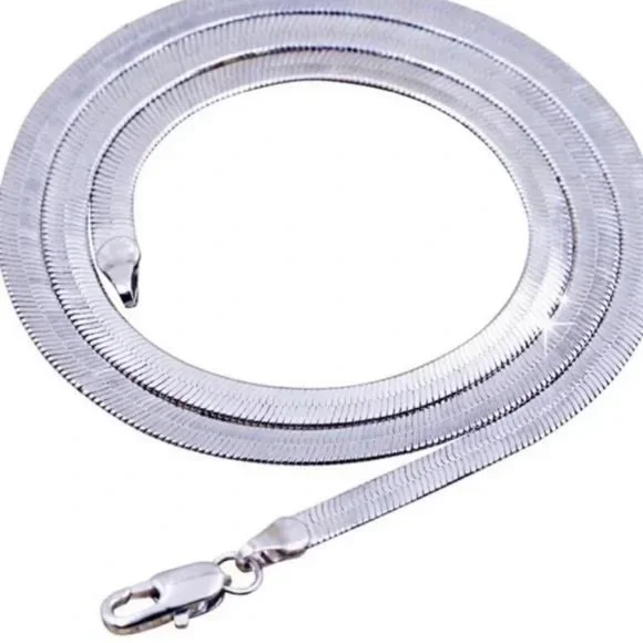 “20” 925 STERLING SILVER SNAKE FLATE NECKLACE - Picture 2 of 7